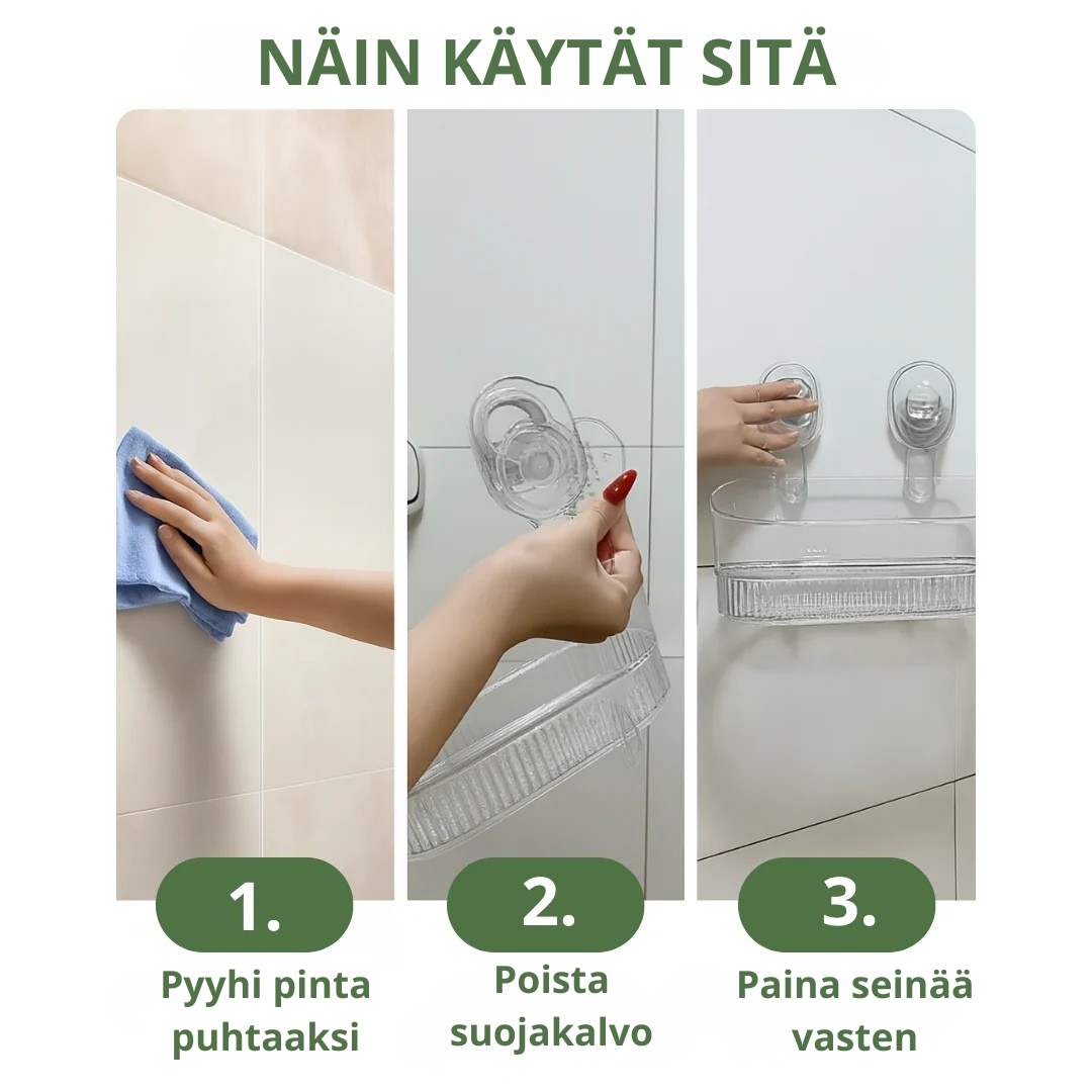 Norillo™ – Itsekiinnittyvä seinähylly ilman porausta keittiöön ja kylpyhuoneeseen