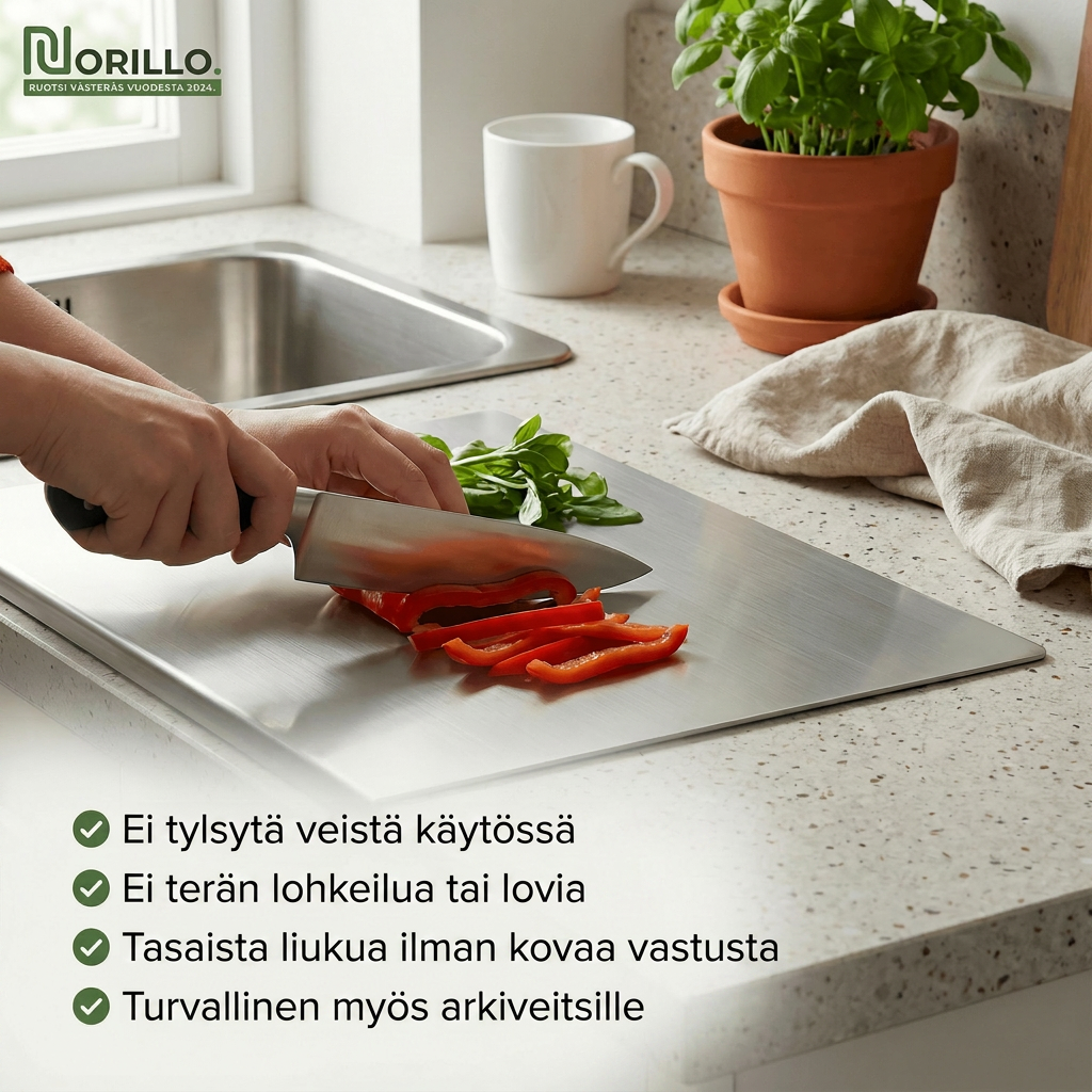 Norillo™ – hygieeninen leikkuulauta ruostumattomasta teräksestä