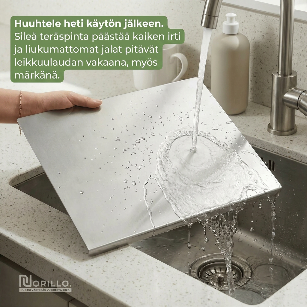Norillo™ – hygieeninen leikkuulauta ruostumattomasta teräksestä